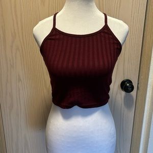 Deep red halter cut shirt. Size small.